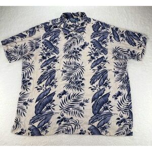 Polo Ralph Lauren Shirt Mens XL Blue Clayton Hawaiian Viscose Split Hem Vacay
